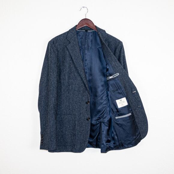 J.Crew Ludlow 36R Slim Herringbone Blazer Jacket Navy Moon English Wool-cotton - Picture 1 of 13